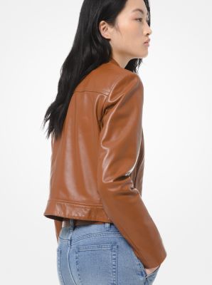 Michael kors petite leather moto outlet jacket