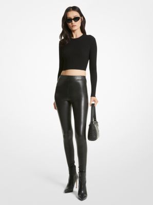 Baqcunre Women's Stretchy Faux Leather Leggings Pants Sexy High