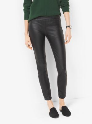 $110 Michael Kors Women's Black Faux-Leather Leggings Pants Size XL