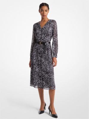 Kate Ocelot Print Georgette Dress