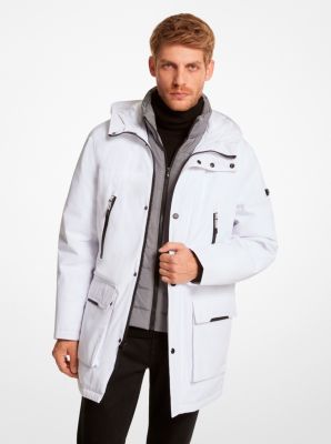 $395 Michael Kors Men's White Hooded Bib Snorkel Parka Coat Jacket Size M