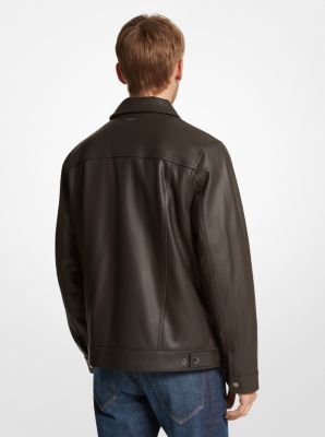 Michael kors men's black best sale leather jacket