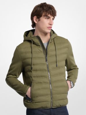 Michael Kors Galway Quilted Mixed-media Jacket In Green