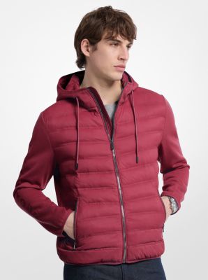 Michael Kors Galway Quilted Mixed-media Jacket In Red
