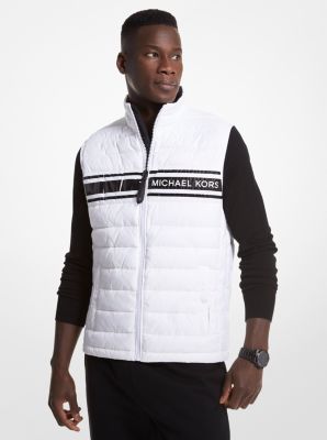 Chaleco acolchado de nailon con cinta de logotipo in BLANCO | Michael Kors