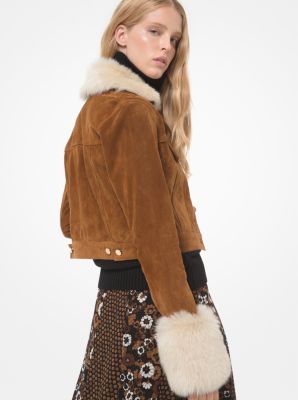 Michael Kors Collection Leather Patchwork Shearling Cropped Jacket