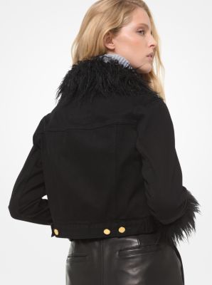 michael kors denim jacket with fur