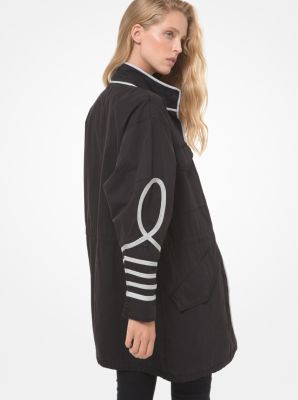 Embellished Washed Canvas Military Parka