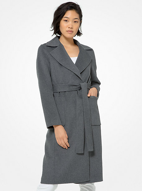 Black MICHAEL Michael Kors Wool Double Face Belted Long-length Robe Coat in Nero Womens Coats MICHAEL Michael Kors Coats - Save 22% 