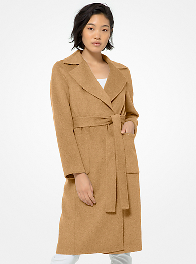 - Save 31% Womens Coats MICHAEL Michael Kors Coats Natural MICHAEL Michael Kors Belted Wool-blend Coat in Beige 