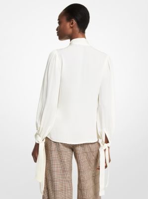 Silk Georgette Tie-Sleeve Blouse image number 1