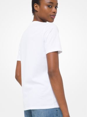 Camiseta de punto liso de algodón con tachuelas y logotipo image number 1
