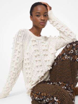 Embellished Cable Stretch Wool Sweater | Michael Kors