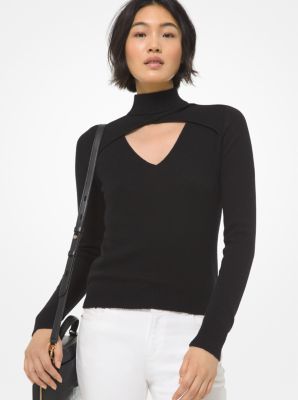 Merino Wool Blend Cutout Sweater image number 0