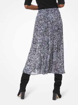 Jupe mi-longue plissée taille élastique dos femme - Noir