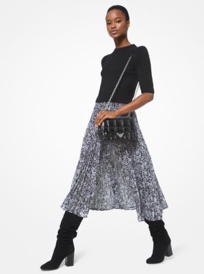 Floral Georgette Pleated Midi Skirt | Michael Kors