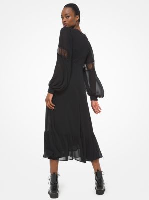 Lace Trim Georgette Midi Dress