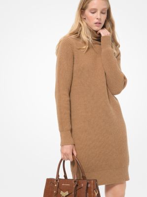 Wool Blend Turtleneck Sweaterdress