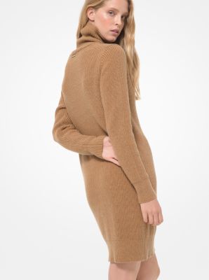Wool Blend Turtleneck Sweaterdress