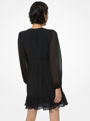 Robe en cr&ecirc;pe georgette &agrave; d&eacute;tail &agrave; anneau