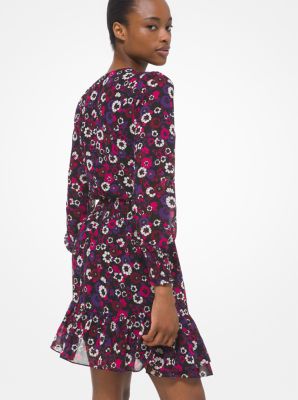 Floral Georgette Wrap Dress Michael Kors