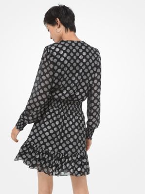 Metallic Dot Georgette Ruffled Wrap Dress image number 1