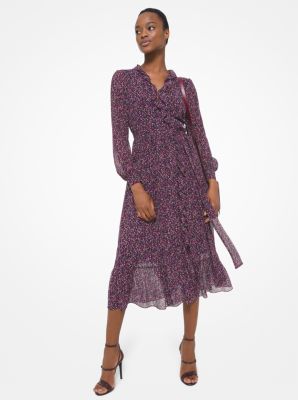 michael kors botanical georgette wrap dress