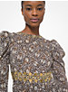 Embellished Paisley Cotton Lawn Puff-Sleeve Dress image number 1