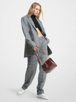 Check Stretch Wool Boyfriend Blazer Michael Kors Canada