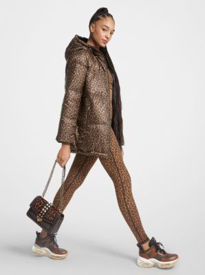 Leopard Print Ciré Reversible Puffer Jacket | Michael Kors