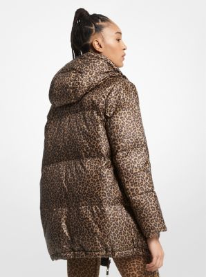 Cheetah print shop puffer jacket