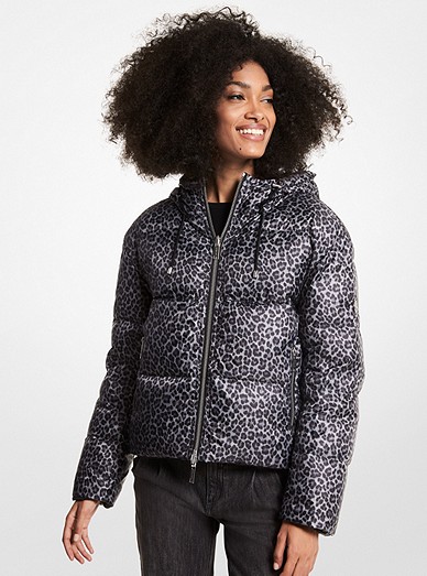 Leopard Ciré Reversible Puffer Jacket | Michael Kors