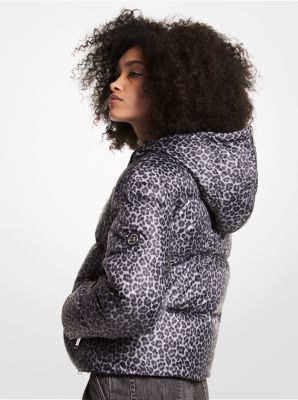 Michael kors leopard print puffer coat online