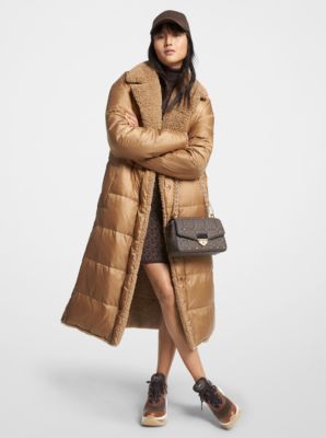 Quilted Ciré and Faux Shearling Reversible Puffer Coat | Michael Kors