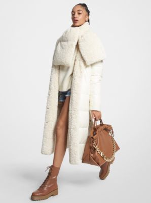 Quilted Ciré and Faux Shearling Reversible Puffer Coat | Michael Kors