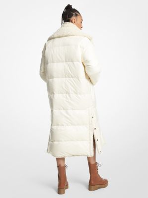 Quilted Ciré and Faux Shearling Reversible Puffer Coat | Michael Kors Canada