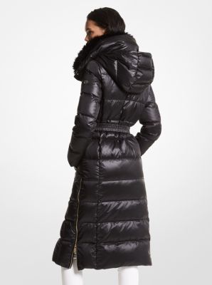 Faux Fur Trim Cir&eacute; Puffer Coat