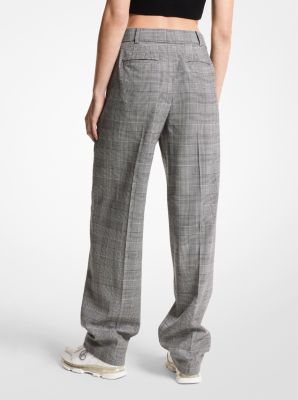 Pantalon en flanelle de laine extensible &agrave; carreaux in NOIR/BLANC | Michael Kors