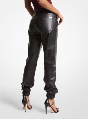 Michael Michael Kors Faux Leather 5-pocket Trousers In Black