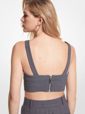 Michael Kors Pinstripe Stretch Flannel Wool Bra Top