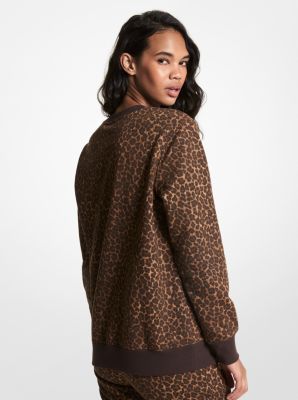 Logo Leopard Print Organic Cotton Blend Sweatshirt Michael Kors