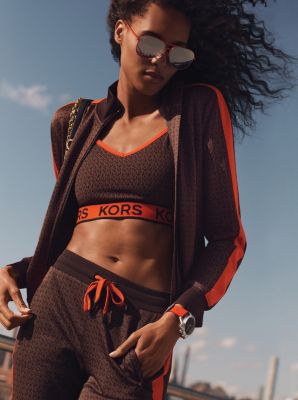 Soutien-gorge de sport dos nageur en nylon extensible avec bande à logos image number 2