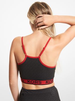 Recycled Nylon Blend Empire Logo Tape Sports Bra