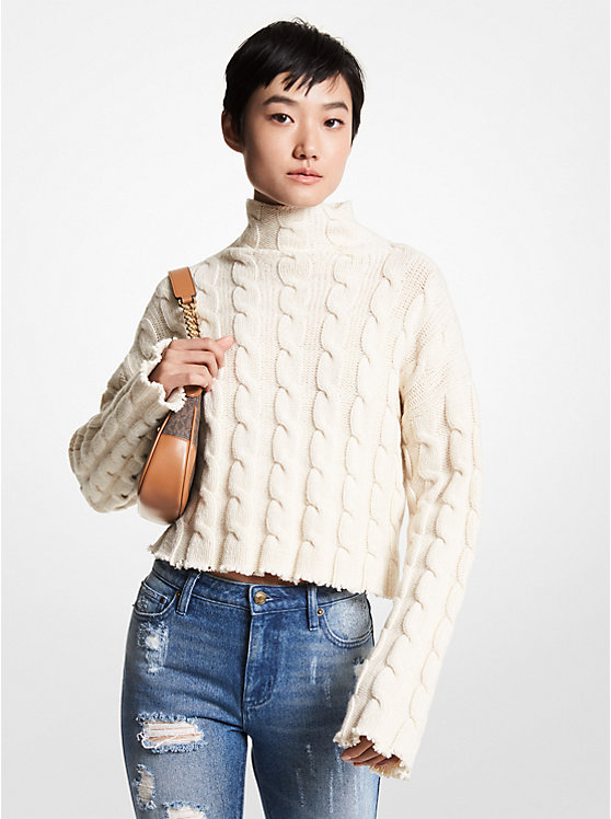 Cable Merino Wool Blend Sweater image number 0