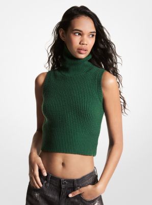 Ribbed Stretch Nylon Turtleneck Tank Top | Michael Kors