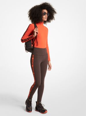 Logo Tape Ribbed Stretch Viscose Turtleneck Bodysuit