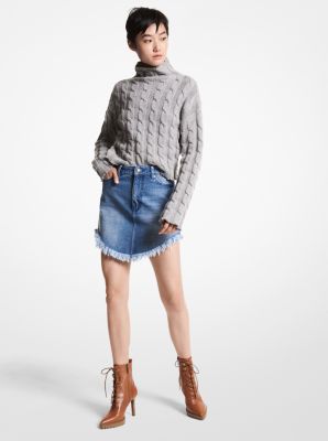 Frayed Hem Denim Skirt - Women - Ready-to-Wear