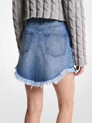 Frayed Hem Denim Skirt - Women - Ready-to-Wear