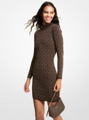 Logo Jacquard Mock Neck Sweater Dress | Michael Kors