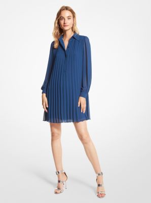 Georgette Pleated Shirtdress Michael Kors